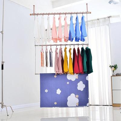 阳台不锈钢晾衣杆晒被子神器 伸缩家用免打孔防盗窗晾衣架晒衣架