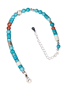 蓝松石S925银手链|复古撞色