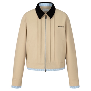 【王奕婷同款】 HERLIAN2025年秋季新品女士格纹拼接工装夹克外套