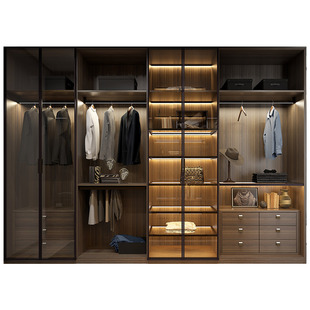 博洛尼现代极简全屋整体衣柜铝框玻璃大衣橱衣帽间定制定金纽约客