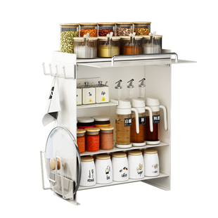 a生厨房调料置物架带门家用多功能台面调味品防尘收纳橱柜转角柜