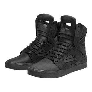 Supra Skytop2Ⅱ代全黑皱褶纹牛皮黑武士高街高帮男板鞋比伯同款