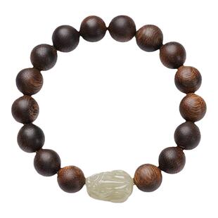 保真文莱沉香手串沉水级男佛珠手链招财和田玉貔貅女檀香木文玩