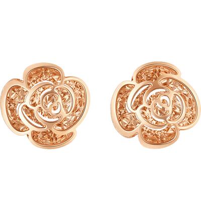 周生生18k玫瑰金玫瑰花耳钉定价