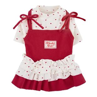 mookipet狗狗过年衣服冬季马尔济斯比熊小型犬宠物新年装红色喜庆