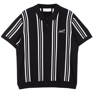 杰克琼斯男装25年秋polo衫条纹针织翻海鸥领短袖T恤男士商务高端