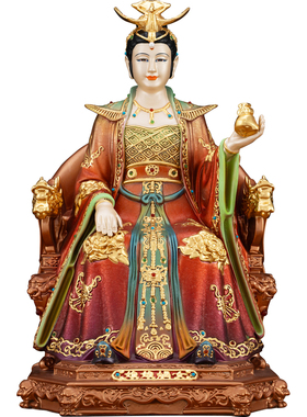 冰金彩纯铜女娲娘娘神像家用供奉
