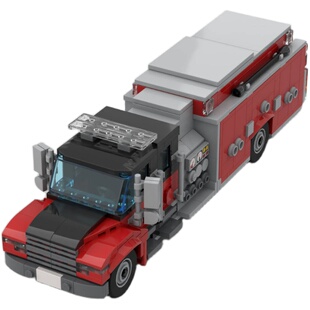 定制积木竞赛卡车拖挂卡车货轮消防车海岸警卫队皮卡救援船运输车