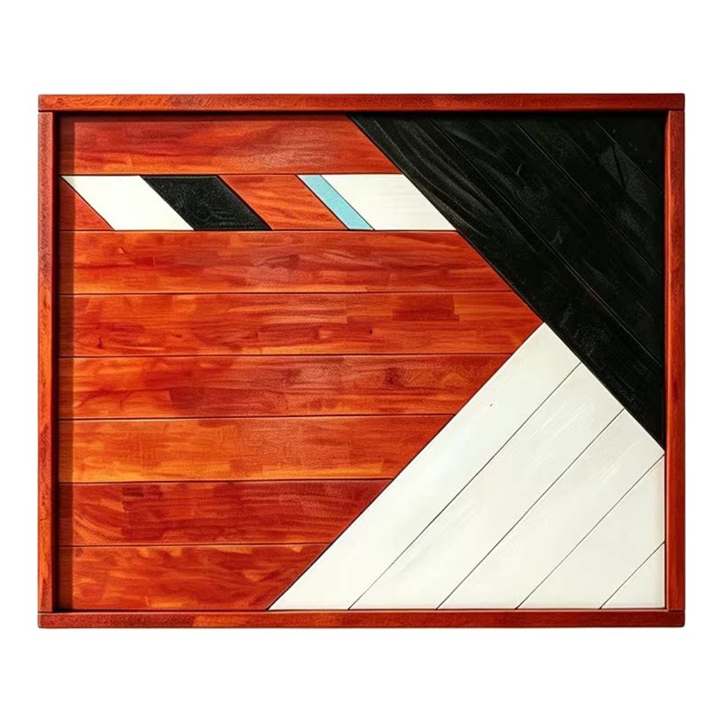日本进口手工实木拼接装饰画 现代几何错视木艺画 原木风壁画摆件