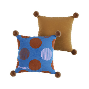 波卡幻境复古风撞色波点抱枕客厅沙发高级靠垫枕套方形腰枕可拆洗