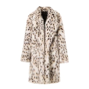 宋雨琦同款复古豹纹环保狐狸毛皮草外套女冬设计感保暖中长款大衣