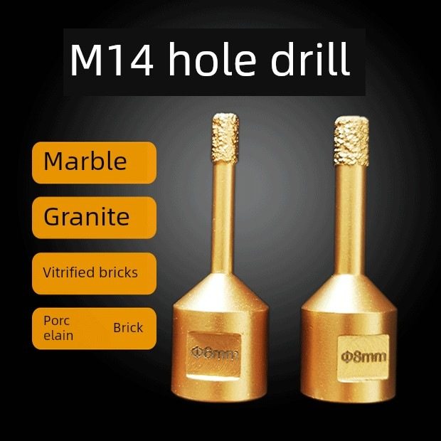 瓷砖钻头6mm钎焊金刚石孔钻头M14小孔钻头锋利干大理石玻璃砖钻