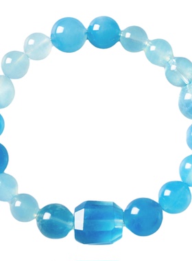 海蓝宝手串切割面顶珠