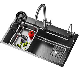 厨房洗菜盆大单槽加厚蜂窝304不锈钢水槽家用洗碗槽洗菜池台下