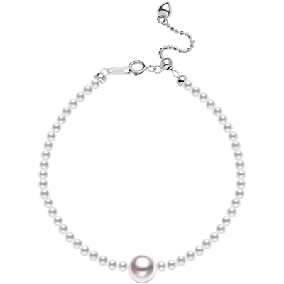 GiO珠宝 天然淡水珍珠小米珠Akoya海水珍珠手链女925银手串