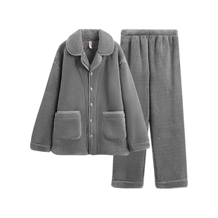 芬腾珊瑚绒男士睡衣加厚加大码法兰绒青年秋冬季可外穿家居服套装