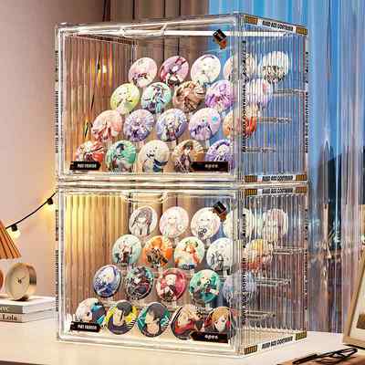 桌面吧唧收纳盒透明亚克力展示柜防尘徽章谷子动漫周边立牌展示架