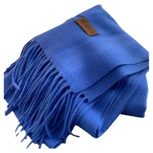 克莱因蓝纯色百搭情侣围巾女冬季男保暖长款加厚披肩两用蓝色围脖