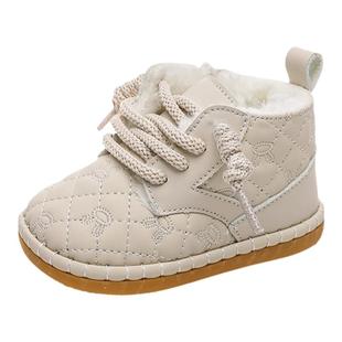 冬季男宝宝棉鞋加绒加厚保暖1一3岁婴儿鞋子女小童学步鞋软底防滑