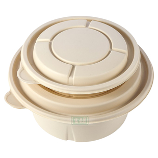 玉米淀粉打包盒密封餐盒外卖环保可降解汤面分离双层保温快餐汤碗
