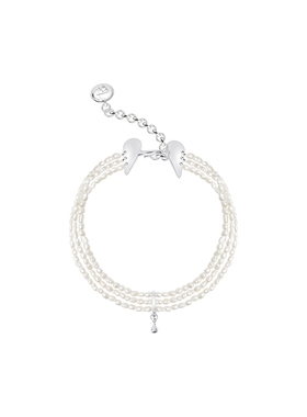 TWOR女S925银珍珠爱心水滴手链