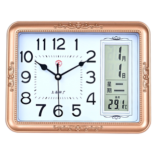 上海工牌座钟摆钟台式家用钟表桌面台钟时钟静音万年历台钟摆件