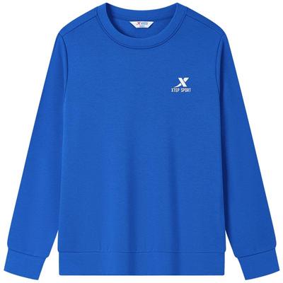 特步童装春秋款中大童运动圆领卫衣男童密热绒保暖百搭套头上衣