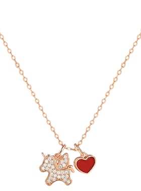 「爱心独角兽」纯银项链原创