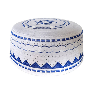 回回夏季透气男帽大礼拜帽回民男士刺绣帽子回族平顶回回帽包邮