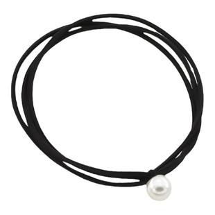 韩国东大门简约气质珍珠头绳女耐用高级感黑色皮筋发绳扎头发发圈