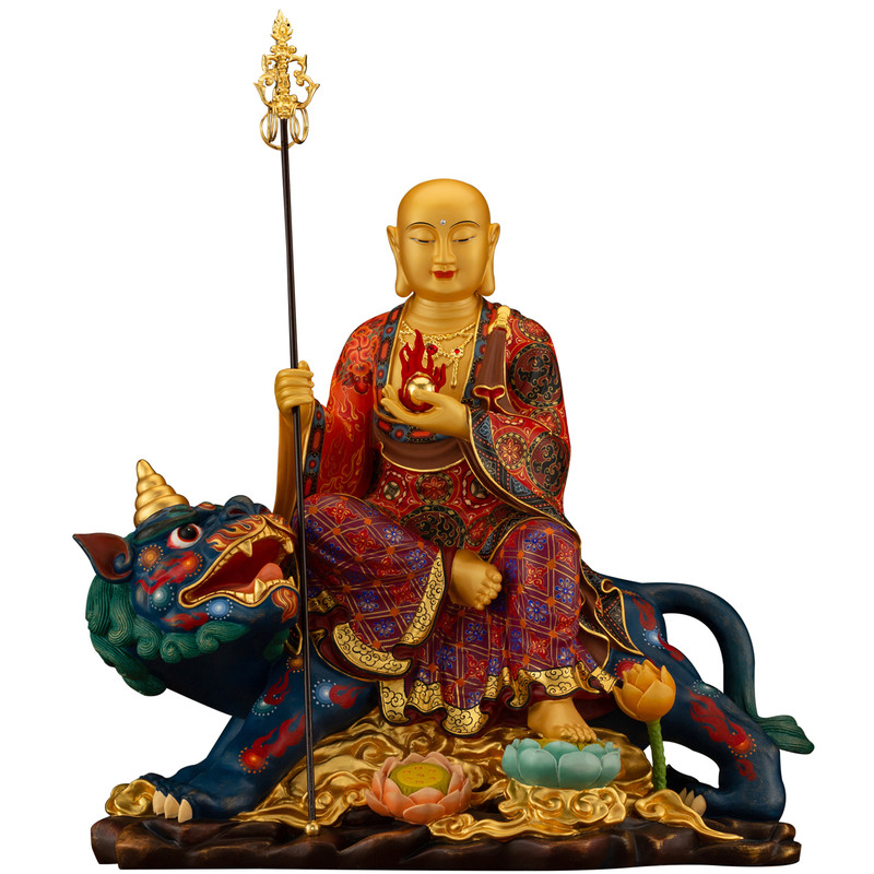 纯铜彩绘谛听地藏王菩萨佛像摆件