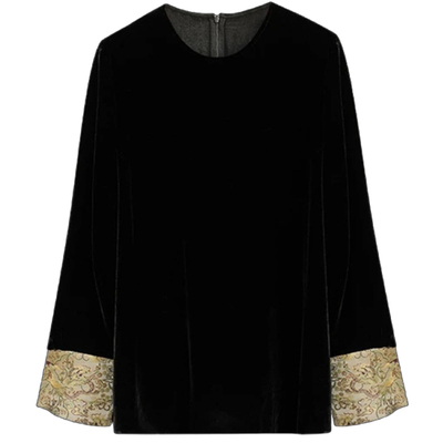 GOLDENBARRY|金和百瑞213093女装真丝绒拼接上衣