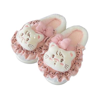 mikko联名波点小猫蝴蝶结棉拖鞋