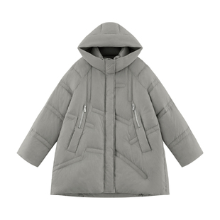 福利款【松雪】设计感立体绗缝连帽廓形白鸭绒泡芙羽绒服-A2239