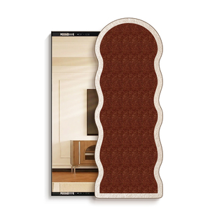 中古风隐藏式全身镜diy玄关穿衣镜装饰画毛毡板照片墙推拉镜挂画