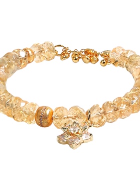 与卿珠宝富金山  天然水晶手链8mm刻面黄水晶手串女款高级感手饰