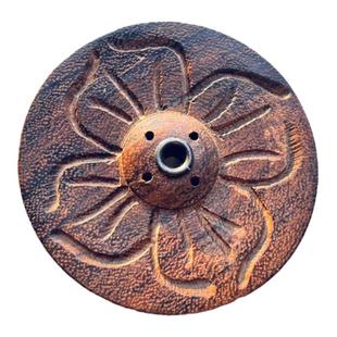 尼泊尔进口木制香插香盘圆形纯手工刻制线香绳香塔香可用供佛室内