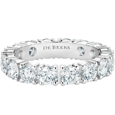 戴比尔斯全圈镶钻铂金戒指