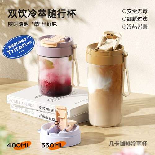 冷萃壶咖啡杯tritan便携吸管饮水运动高塑料杯颜水杯杯子值夏季