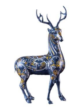 吉祥物复古客厅摆件错金银梅花鹿