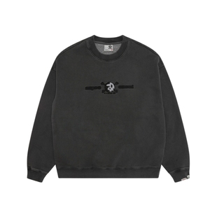 Aape联名erased图案刺绣水洗做旧圆领卫衣9740XXP