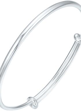 周六福小圆满银手镯s999银实心镯子优雅气质节日礼物