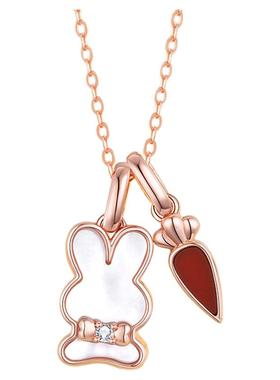 GraceGirl钻石红玛瑙兔子项链