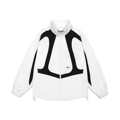 美国EVERLAST拳击复古美式休闲高街运动夹克男女黑白撞色拼接外套