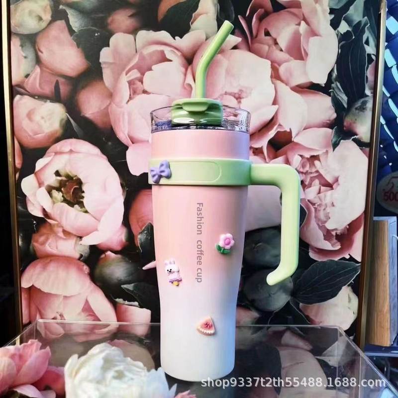 2加厚网红巨无霸保温杯女杯冷便携霸吸管冰家用大容量真空杯美式