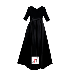 女童礼服裙管乐团高端女童V领钢琴主持高级礼服大提琴黑色演出服