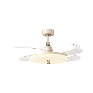 隐形风扇灯2025新款极简法式奶油风卧室房间餐厅静音变频吊扇灯