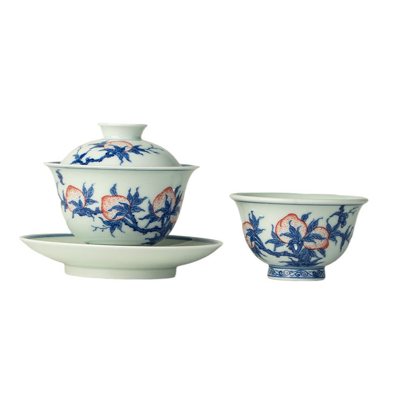 三勤堂景德镇青花瓷福寿茶具套装