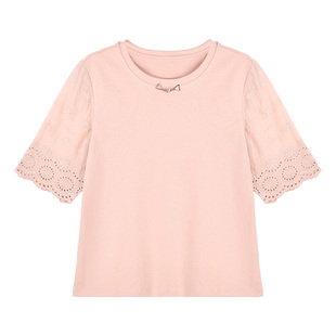 七分袖t恤女中袖上衣2026新款夏季爆款女装宽松正肩蓝色半袖体恤