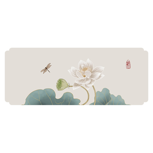 荷花韵禅意小茶席防水棉麻桌旗新中式干泡台茶巾茶桌茶几装饰布艺